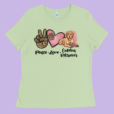 Peace Love Golden Retriever Ladies Tee Designed By Jahusdesignshop