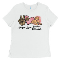 White peace love golden retriever Ladies Tee - JahusDesignShop