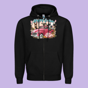 Happy Easter Truck With Easter Farm Animals Zipper Hoodie Designed By Lillyallendesigns