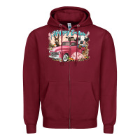 Burgundy Happy Easter truck with Easter farm animals Zipper Hoodie - LillyAllenDesigns