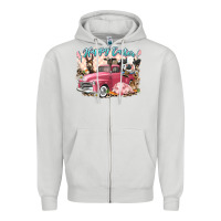 Dove Grey Happy Easter truck with Easter farm animals Zipper Hoodie - LillyAllenDesigns