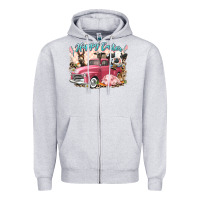 Heather Grey Happy Easter truck with Easter farm animals Zipper Hoodie - LillyAllenDesigns