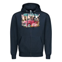 Navy Happy Easter truck with Easter farm animals Zipper Hoodie - LillyAllenDesigns