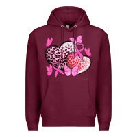 Burgundy Cancer hearts Cancer Awaneress Premium Hoodie - HowdyJamesFarm