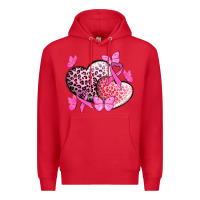 Red Cancer hearts Cancer Awaneress Premium Hoodie - HowdyJamesFarm