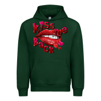 Forest Green Kiss me back Valentine's Day Urban Hoodie - FaDigitalArtStudio