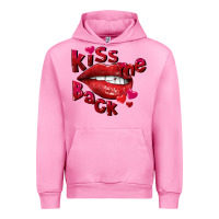 Fuchsia Pink Kiss me back Valentine's Day Urban Hoodie - FaDigitalArtStudio