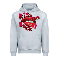 Heather Grey Kiss me back Valentine's Day Urban Hoodie - FaDigitalArtStudio