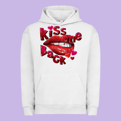 Kiss Me Back Valentine's Day Urban Hoodie Designed By Fadigitalartstudio