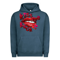 Pigment Midnight Navy Kiss me back Valentine's Day Urban Hoodie - FaDigitalArtStudio
