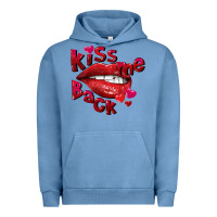 Pigment Pebble Blue Kiss me back Valentine's Day Urban Hoodie - FaDigitalArtStudio