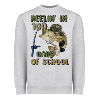 Heather Grey reelin' in 100 days of school Heavyweight Sweatshirt - MaliasSmallBusiness