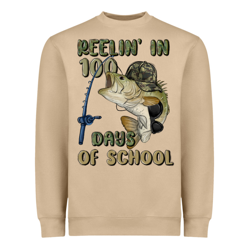 Reelin' In 100 Days Of School Heavyweight Sweatshirt by MaliasSmallBusiness | Teevron