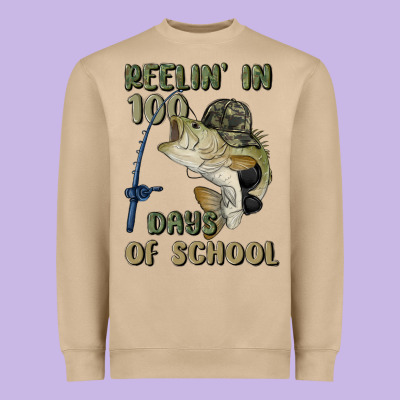 Reelin' In 100 Days Of School Heavyweight Sweatshirt Designed By Maliassmallbusiness