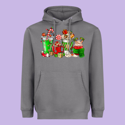 Christmas Coffee Cup Heavyweight Hoodie Designed By Nancycooperartshop