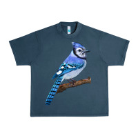 Midnight Navy Blue Jay Bird Urban Heavy Tee - LillyAllenDesigns
