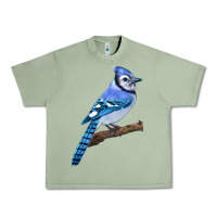 Oil Green Blue Jay Bird Urban Heavy Tee - LillyAllenDesigns