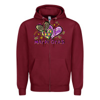 Burgundy Mardi Gras heart Zipper Hoodie - LillyAllenDesigns