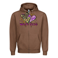 Chestnut Mardi Gras heart Zipper Hoodie - LillyAllenDesigns