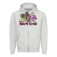Dove Grey Mardi Gras heart Zipper Hoodie - LillyAllenDesigns