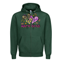 Sports Green Mardi Gras heart Zipper Hoodie - LillyAllenDesigns