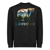 Black camping bear Heavyweight Sweatshirt - MaliasSmallBusiness
