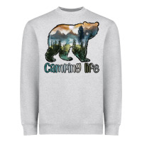 Heather Grey camping bear Heavyweight Sweatshirt - MaliasSmallBusiness