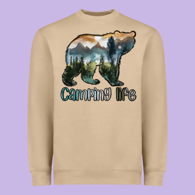 Camping Bear Heavyweight Sweatshirt Designed By Maliassmallbusiness