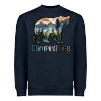 Navy camping bear Heavyweight Sweatshirt - MaliasSmallBusiness