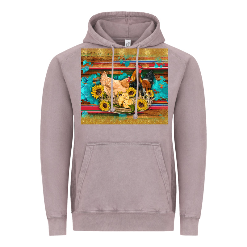 Western Coop Animals Farm Chicken Chick Rooster Sunflowers Wooden Sera Vintage Hoodie by Artiststas | Teevron