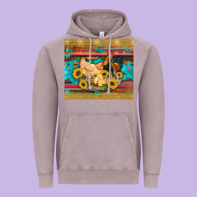 Western Coop Animals Farm Chicken Chick Rooster Sunflowers Wooden Sera Vintage Hoodie Designed By Artiststas