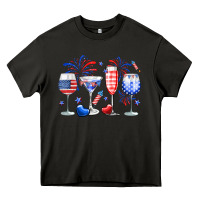 Asphalt 4th of July wine glasses Heavy Core Tee - Neo Western