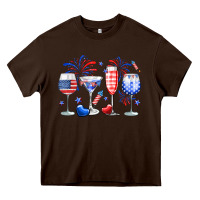 Chocolate Brown 4th of July wine glasses Heavy Core Tee - Neo Western