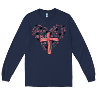 Navy retro christian valentine Long Sleeve Tee - MaliasSmallBusiness