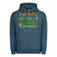 Pigment Midnight Navy St. Patrick's Irish today hungover tomorrow Urban Hoodie - OliviaCreatesArt