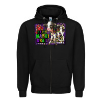 Black Mardi Gras Calf Zipper Hoodie - LillyAllenDesigns