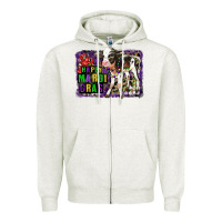 Oatmeal Heather Mardi Gras Calf Zipper Hoodie - LillyAllenDesigns