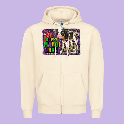 Mardi Gras Calf Zipper Hoodie Designed By Lillyallendesigns