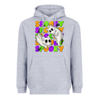 Heather Grey Spooky with Ghost Cats Heavyweight Hoodie - texasbilliewilder