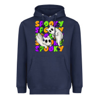 Navy Spooky with Ghost Cats Heavyweight Hoodie - texasbilliewilder