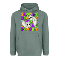 Sage Spooky with Ghost Cats Heavyweight Hoodie - texasbilliewilder