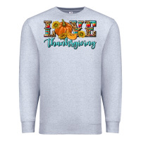 Heather Grey Love Thanksgiving Premium Sweatshirt - texasbilliewilder