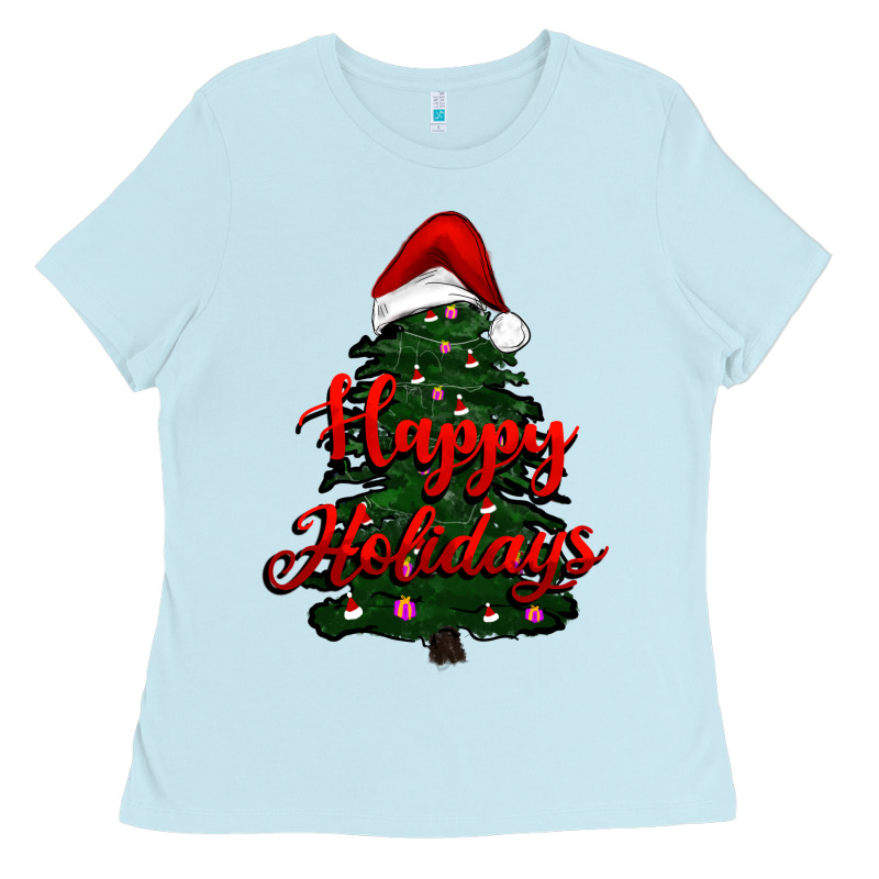 Happy Holidays Christmas Tree Ladies Tee by RanaPortraitStore | Teevron