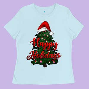 Happy Holidays Christmas Tree Ladies Tee Designed By Ranaportraitstore