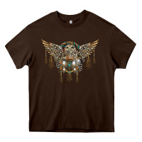 Chocolate Brown native dream catcher with owl Heavy Core Tee - BarkalooDesign