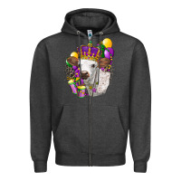 Charcoal Heather Mardi Gras Longhorn Calf Zipper Hoodie - LillyAllenDesigns