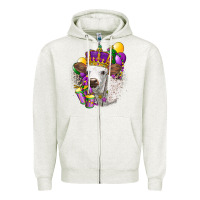 Oatmeal Heather Mardi Gras Longhorn Calf Zipper Hoodie - LillyAllenDesigns