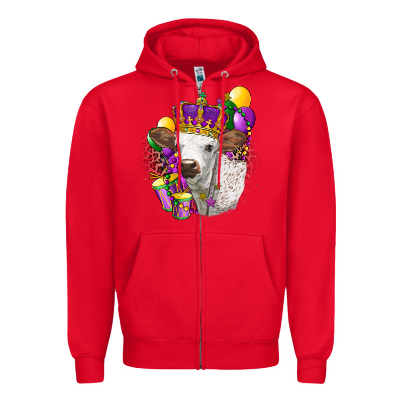 Mardi Gras Longhorn Calf Zipper Hoodie by LillyAllenDesigns | Teevron