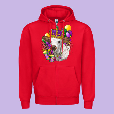 Mardi Gras Longhorn Calf Zipper Hoodie Designed By Lillyallendesigns