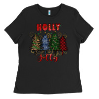 Black holly jolly Christmas trees Ladies Tee - RanaPortraitStore